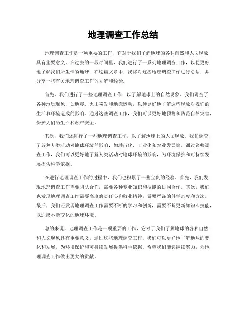 地理调查工作总结