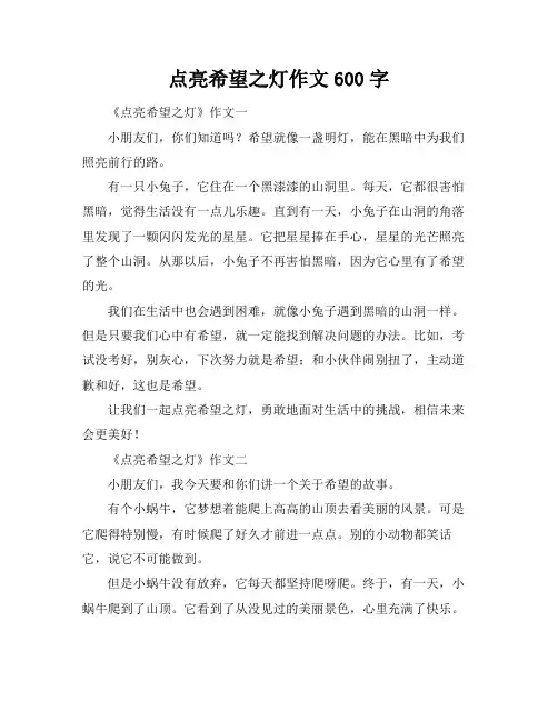 点亮希望之灯作文600字