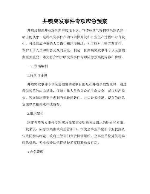 井喷突发事件专项应急预案