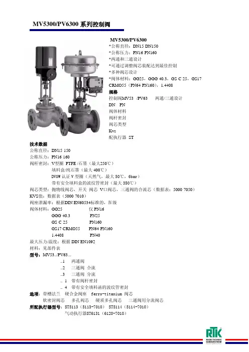 德国RTK PV6300系列气动调节阀