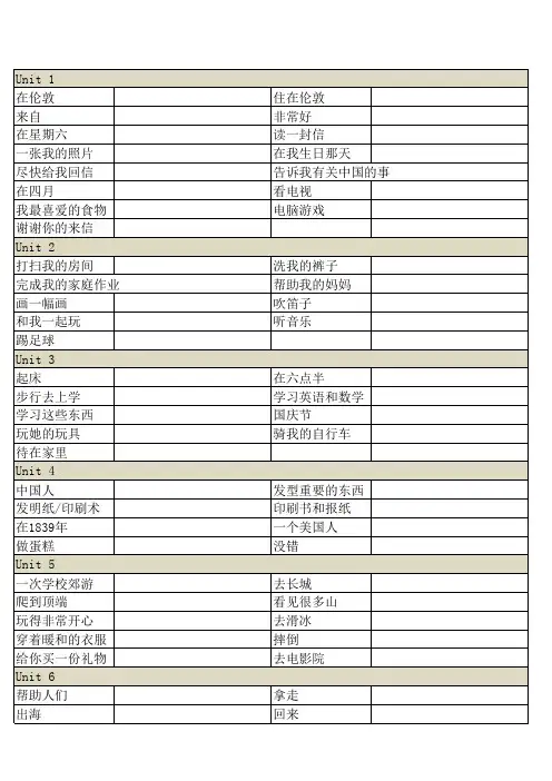 外研社四年级上英语单词及短语