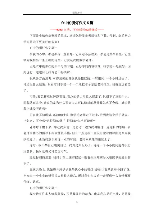 心中的明灯作文5篇