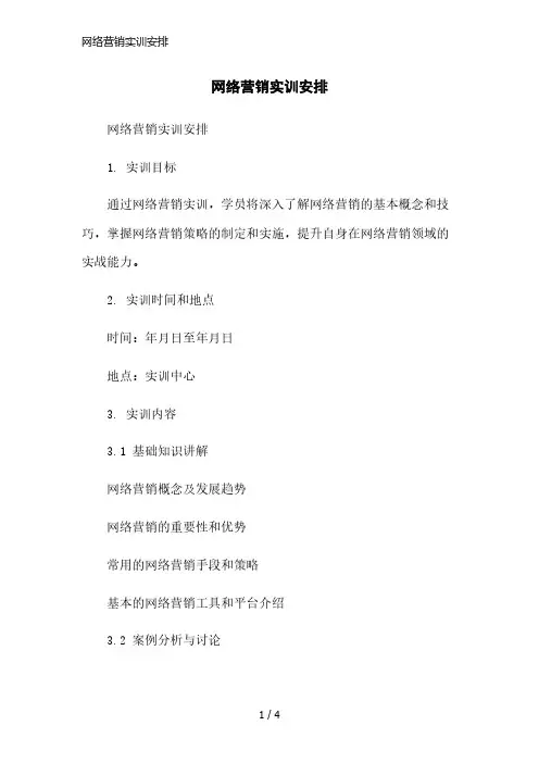 网络营销实训安排精简版