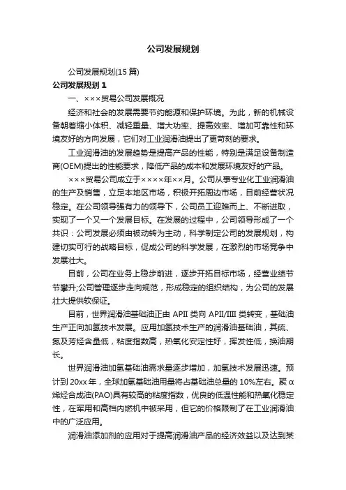 公司发展规划