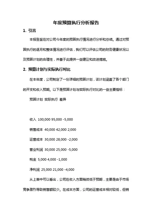 年度预算执行分析报告