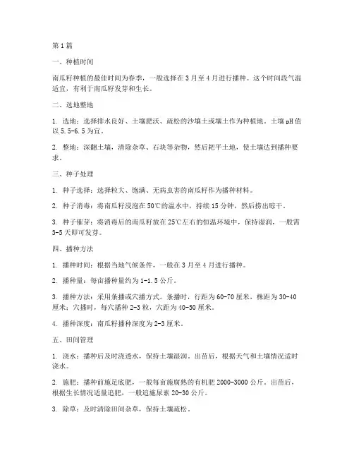 南瓜籽种植操作规程(3篇)