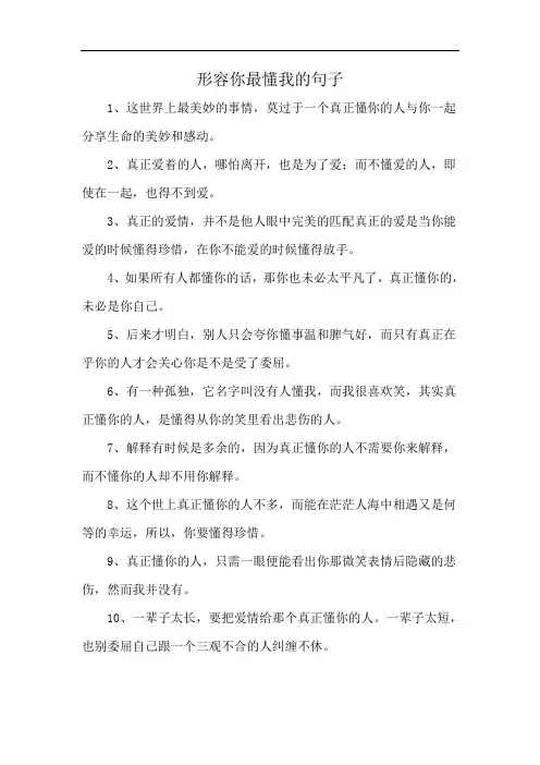 形容你最懂我的句子