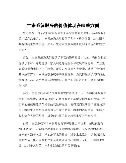 生态系统服务的价值体现在哪些方面