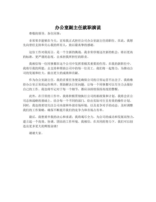 办公室副主任就职演说