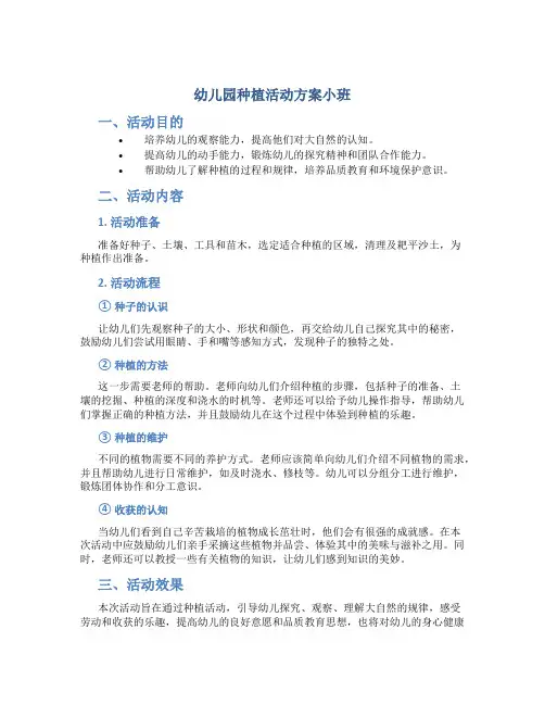 幼儿园种植活动方案小班