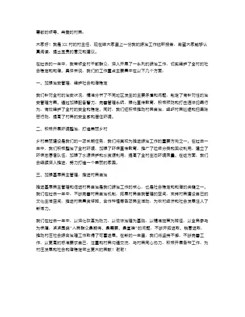 村主任综治工作述职报告
