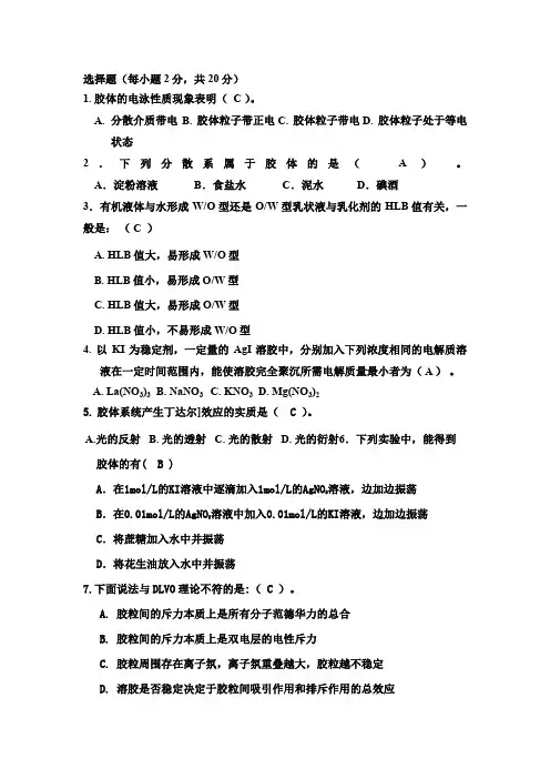 表面胶体化学