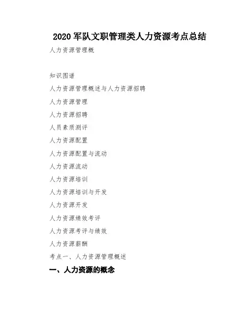 2020军队文职管理类人力资源考点总结