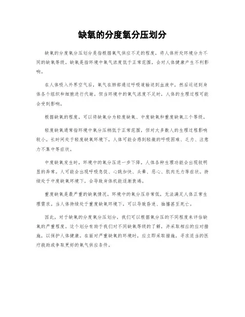 缺氧的分度氧分压划分