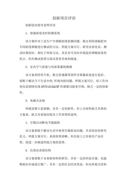 创新项目评语