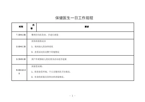 保健医生一日工作规程