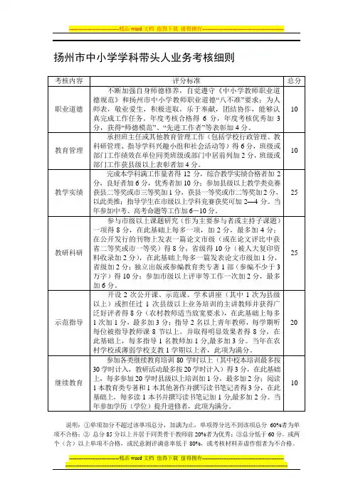 扬州市三级骨干业务考核细则