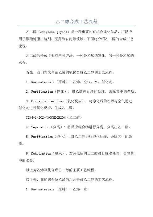 乙二醇合成工艺流程