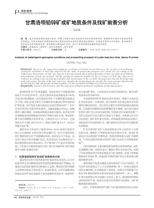 甘肃洛坝铅锌矿成矿地质条件及找矿前景分析