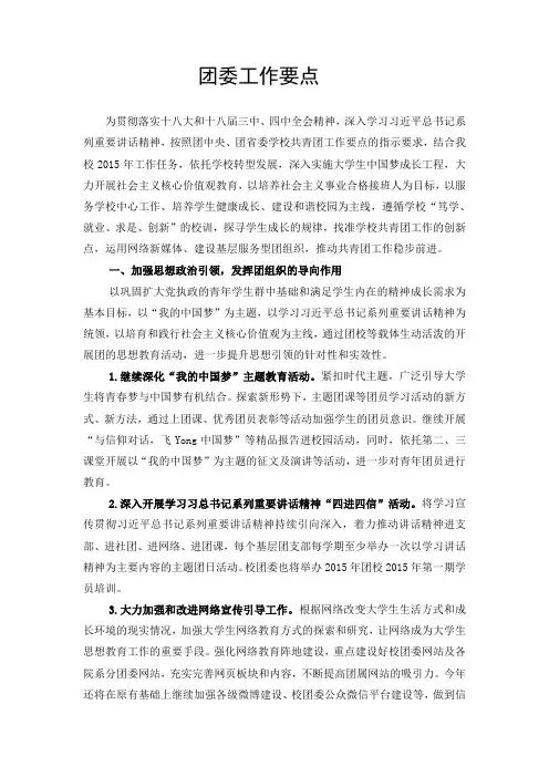 团委工作要点