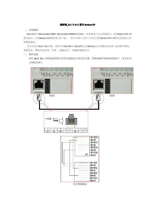 施耐德-PLC和PLC通讯ModbusTcp