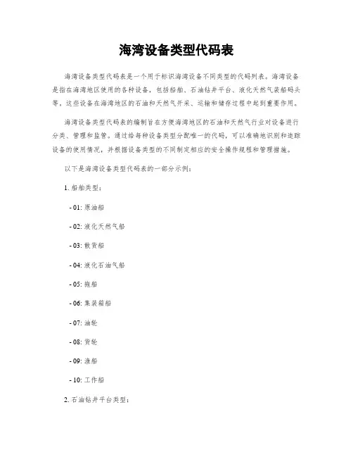 海湾设备类型代码表