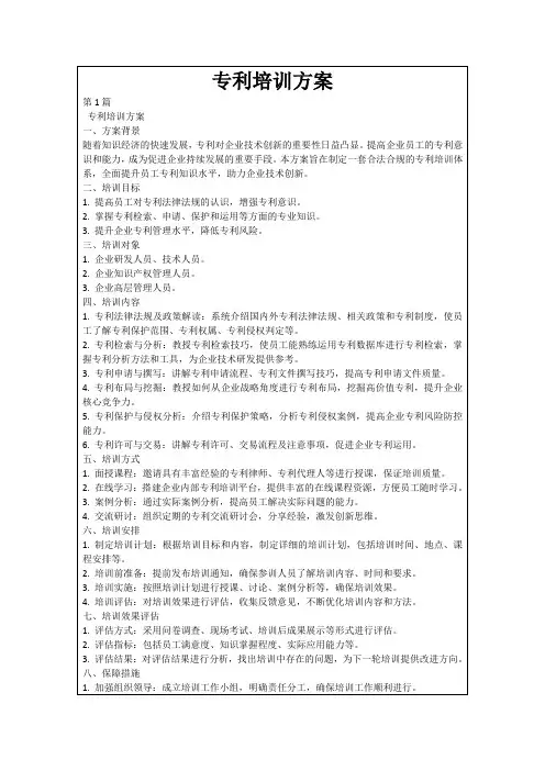 专利培训方案