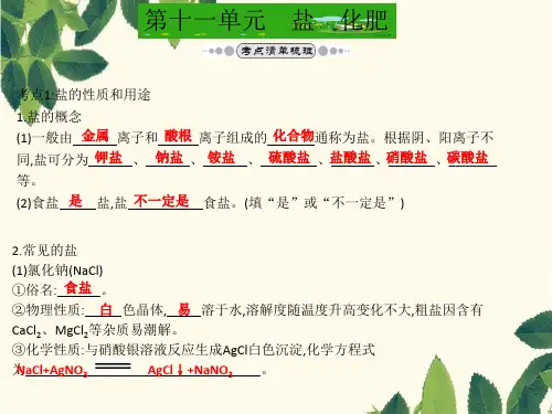 中考化学复习考点梳理：第十一单元 盐 化肥(共16张PPT)