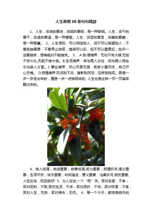 人生准则36条句句精辟