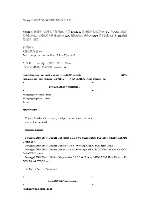Netapp存储映射到AIX操作系统操作手册解读