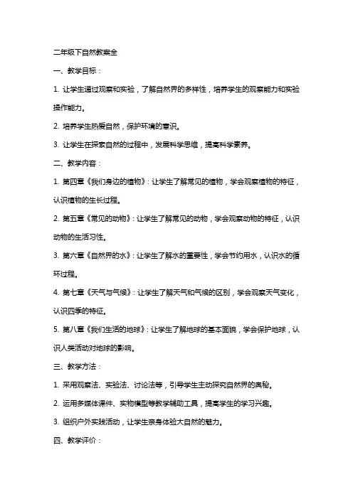 二年级下自然教案全