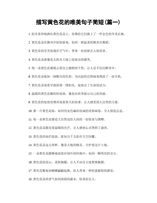 描写黄色花的唯美句子简短(精选2篇)