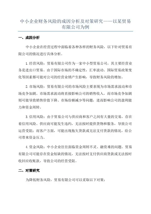 中小企业财务风险的成因分析及对策研究——以某贸易有限公司为例