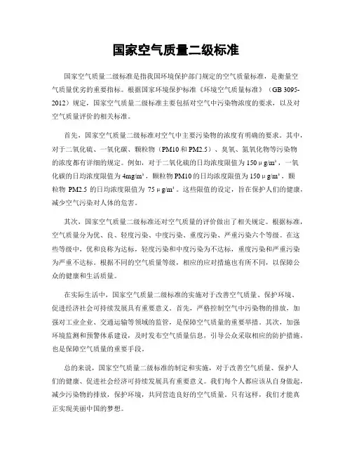 国家空气质量二级标准