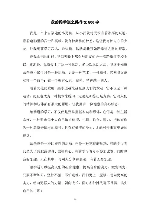 我的跆拳道之路作文800字