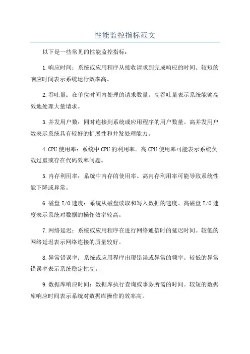 性能监控指标范文
