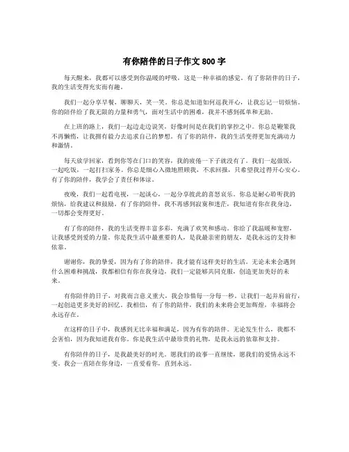 有你陪伴的日子作文800字