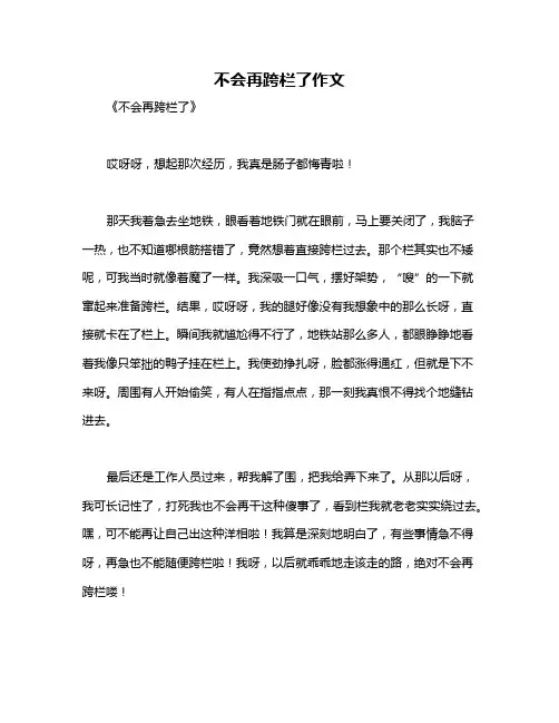 不会再跨栏了作文