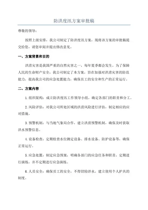 防洪度汛方案审批稿