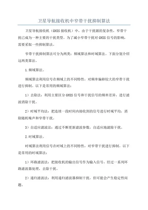 卫星导航接收机中窄带干扰抑制算法