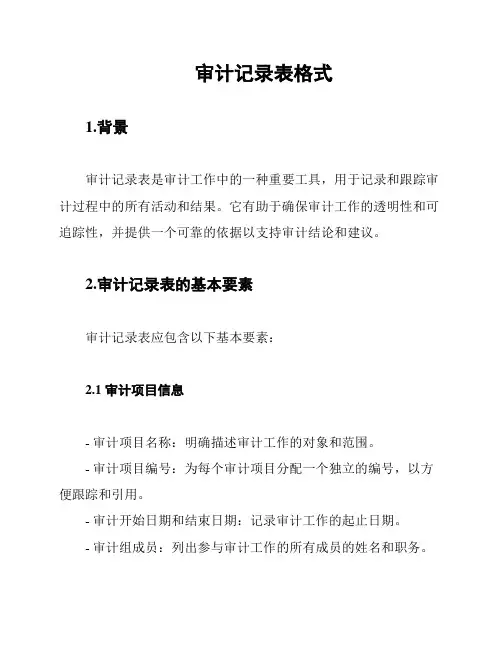 审计记录表格式