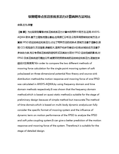 软刚臂单点系泊系统系泊力计算两种方法对比