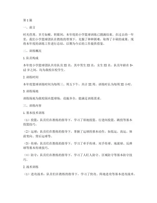 小学篮球训练年度总结(3篇)
