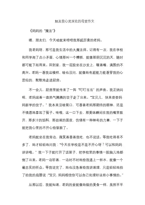 触及我心灵深处的母爱作文
