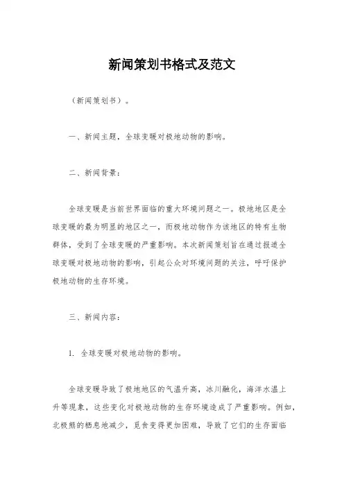 新闻策划书格式及范文