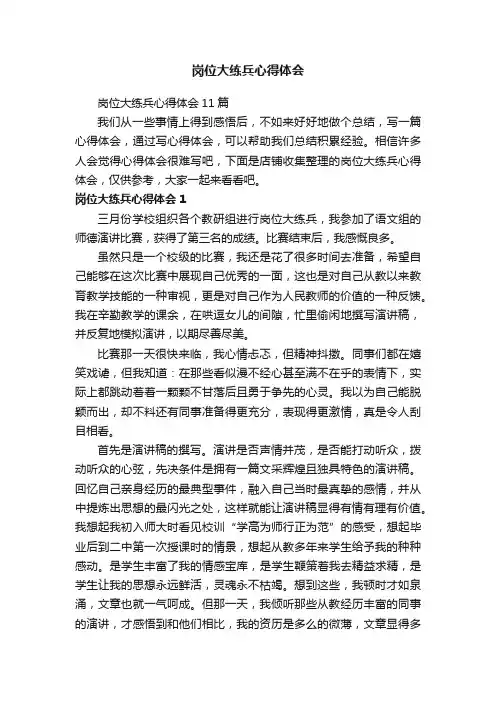 岗位大练兵心得体会