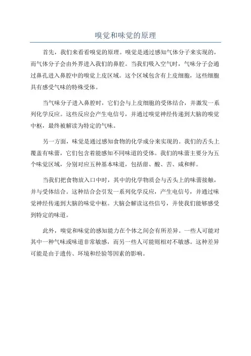 嗅觉和味觉的原理