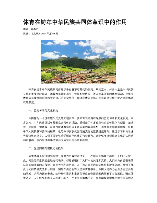 体育在铸牢中华民族共同体意识中的作用