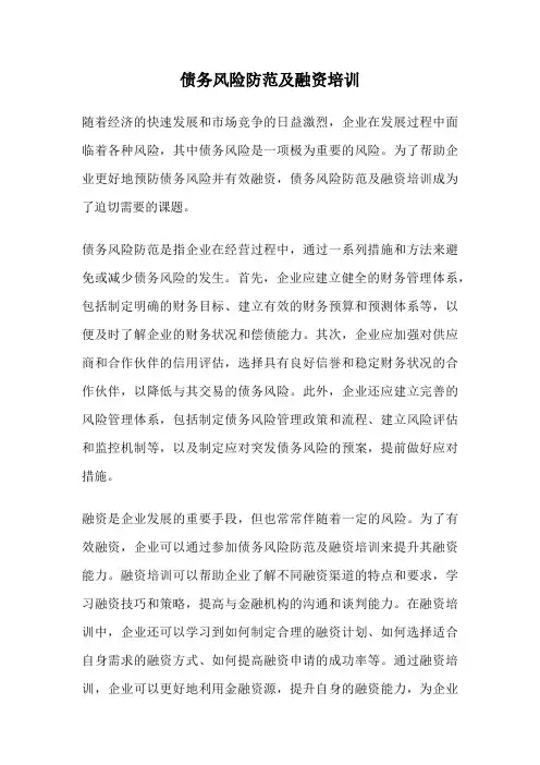债务风险防范及融资培训