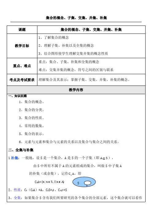 集合的概念、子集、交集、并集、补集 - 文档之家